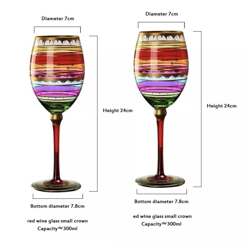 2Pcs Creative Lead-free Crystal Red Wine Glass Handmade Colorful Champagne Cup Goblet Glass Cup Home Bar Wedding Party Drinkware Colorful