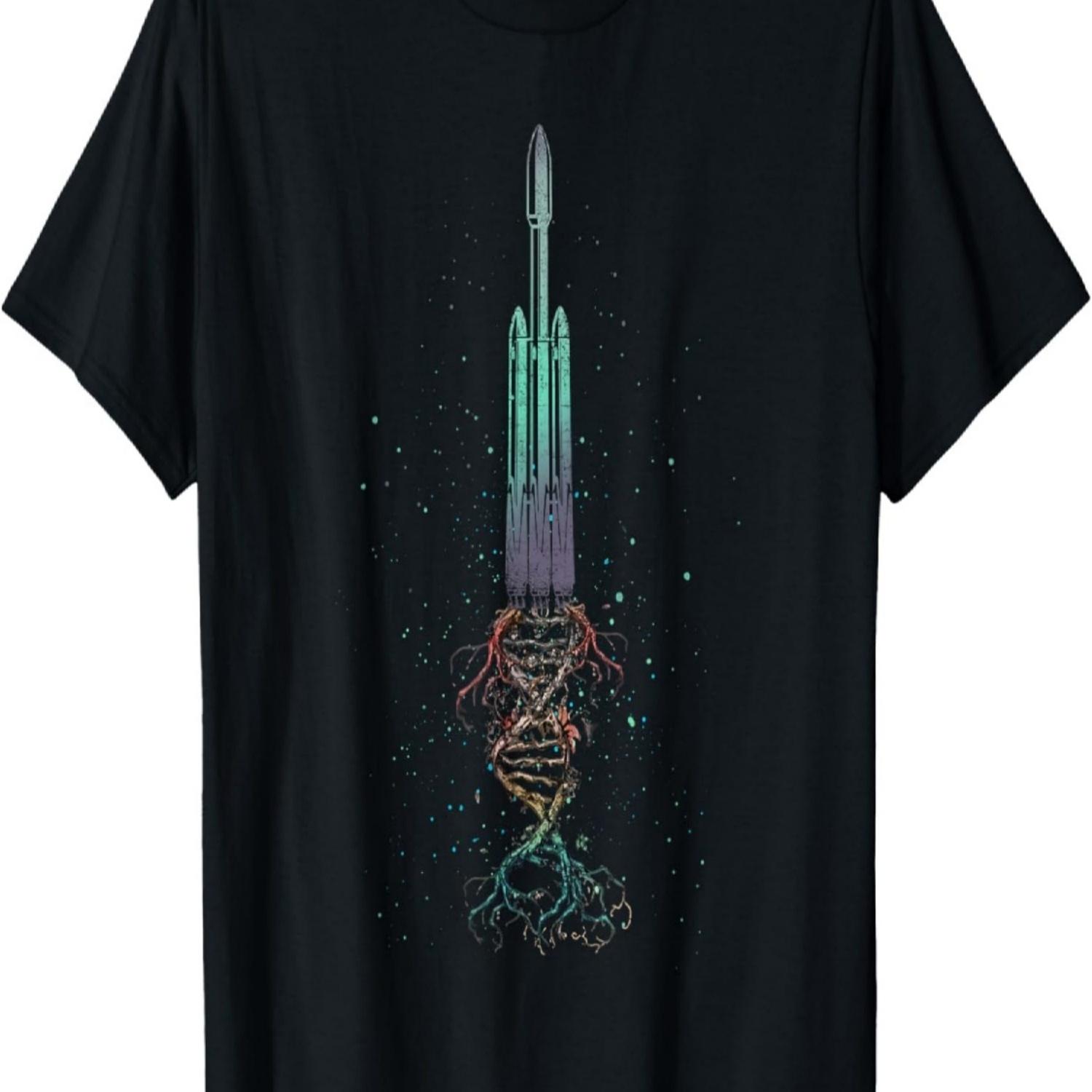 

DNA Space Rocket Funny Tree Life Genetics Earth Day Humor T-Shirt S чёрный