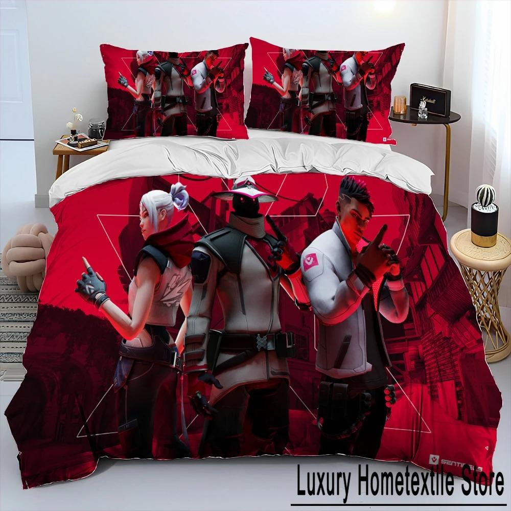 3D VALORANT Game Gamer Cartoon Comforter Bedding Set,Duvet Cover Bed Set Quilt Cover Pillowcase,king Queen Size Bedding Set Kid