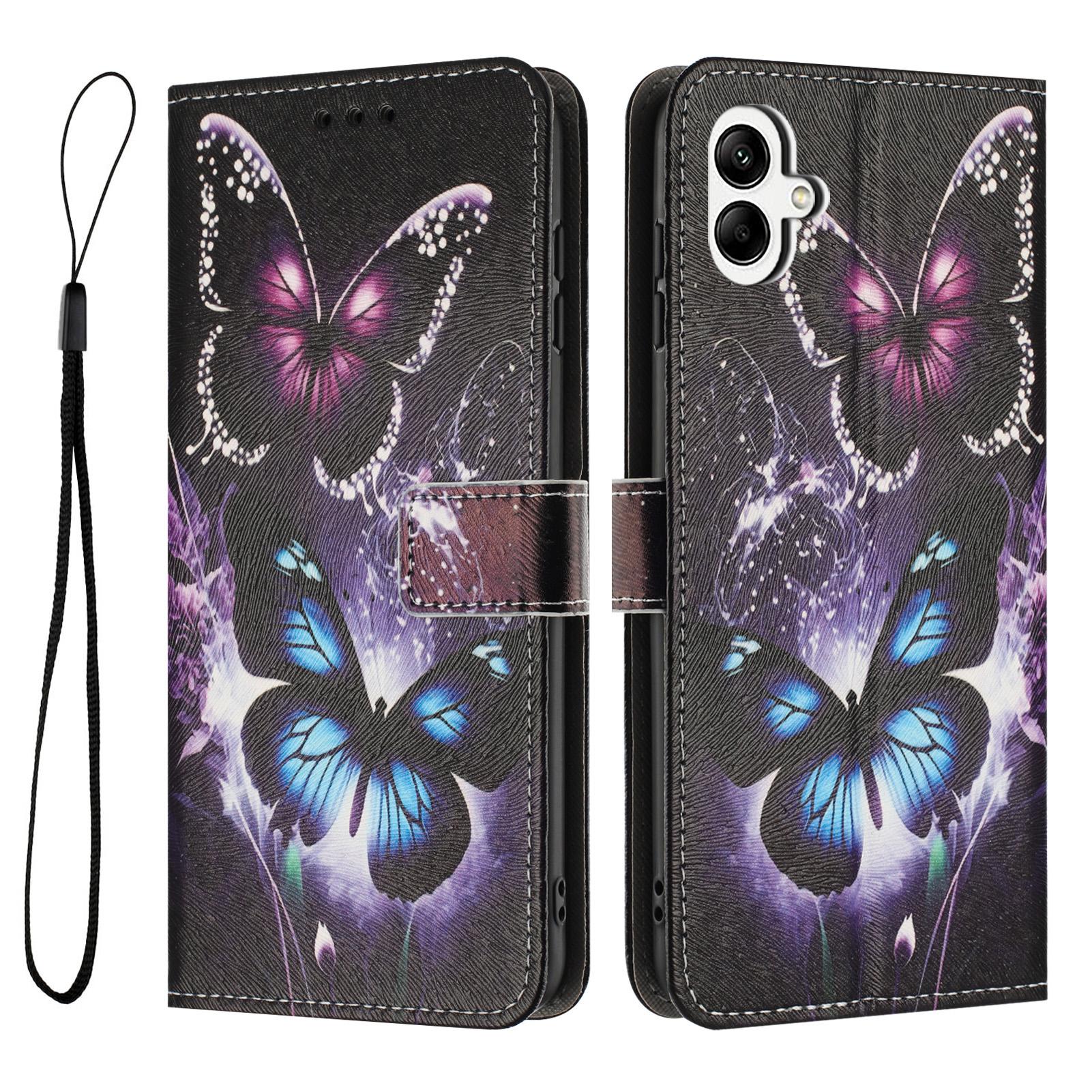 

YX-2501 For Samsung Galaxy A06 5G/4G Case Pattern Printing PU Leather Wallet Phone Cover with Lanyard Two Butterflies