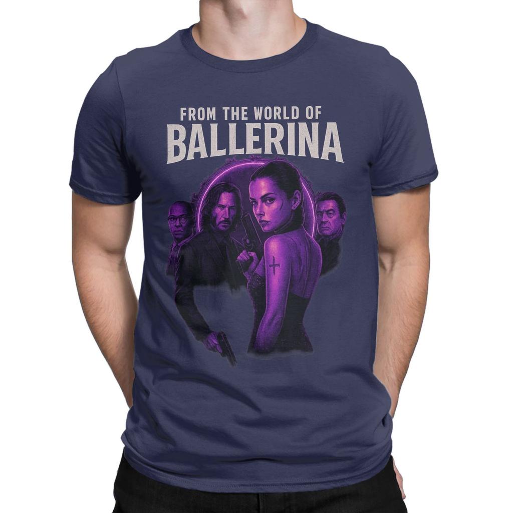 Aus der Welt von John Wick Ballerina 2025 Film T-Shirt Sommer Harajuku T-Shirts Herren 100% Baumwolle Rundhals Große Größen Oberteil T-Shirts Top