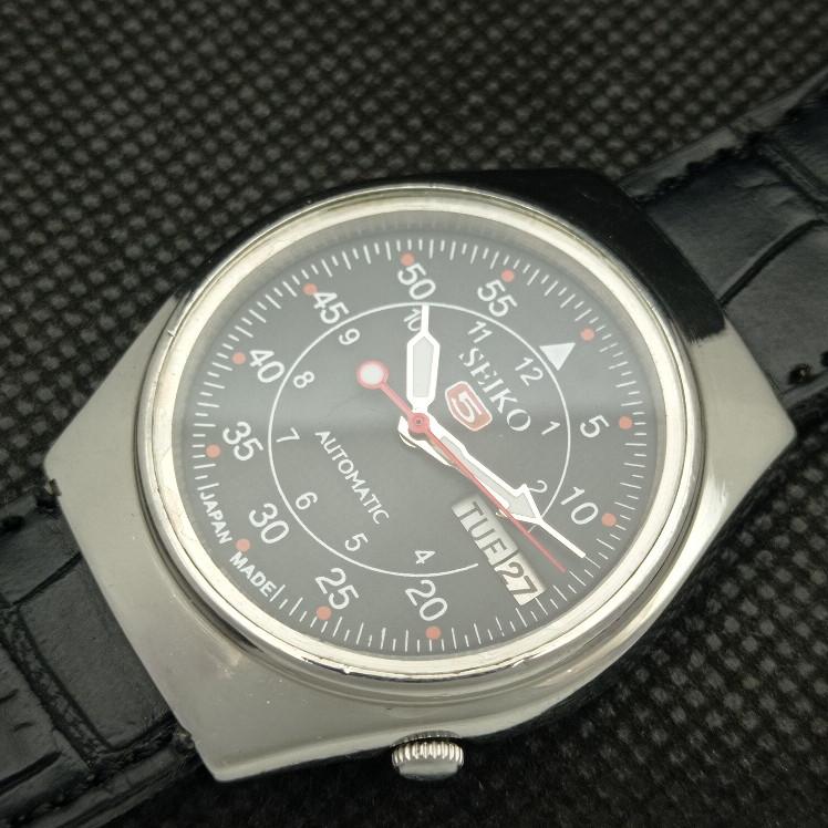 POUŽITÉ VINTAGE SEIKO 5 AUTOMATIC 6309A JAPONSKO PÁNSKÉ D/D ČERNÉ HODINKY 608i-a316819-2 SKU608i-a316819