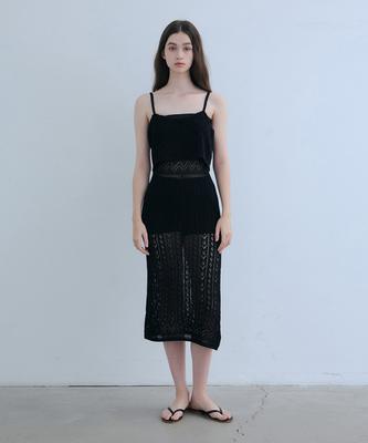 ODER Crochet Sleeveless Knit Dress - Black