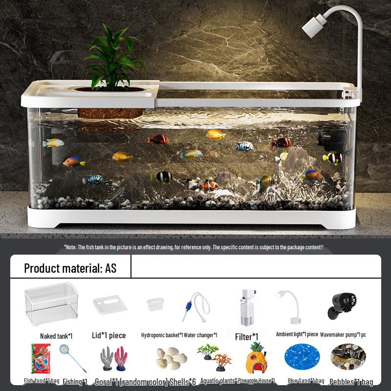 Living Room Ecological Fish Tank with Oxygenation and Wave-Making Features