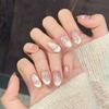 5in1 Toolkit HANDMADE Press On Nails Nude Pink Cat-Eye Cherry Blossom Phototherapy Fake Nail Patch Artificial Nail Reusable
