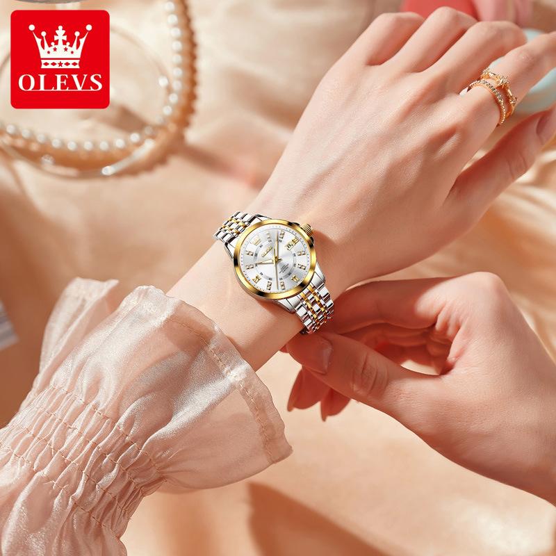 OLEVS Women Watch Luxury Brand Diamond Quartz Watch Fashion Automatic Calendar Waterproof Women Watch