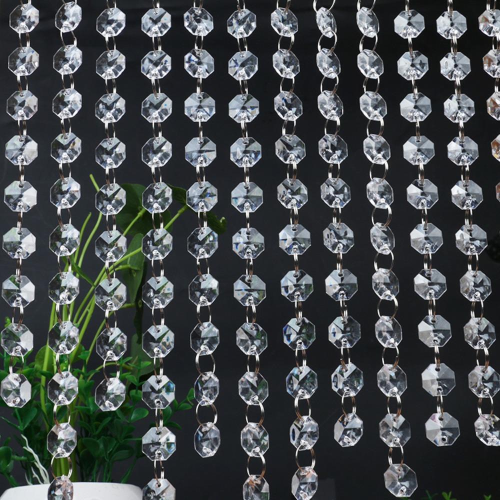 DIY 5Meters Octagonal Bead Curtain Acrylic Crystal Gems Bead Strands Hanging Clear Diamond Chain Party Decorations