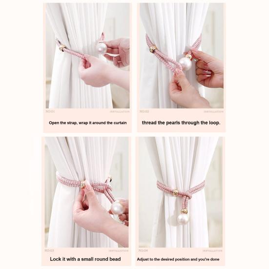 Curtain Ties, Pull-out Adjustable Curtain Buckle, Durable No Drill Curtain Holdbacks, for Balcony Living Room Bedroom
