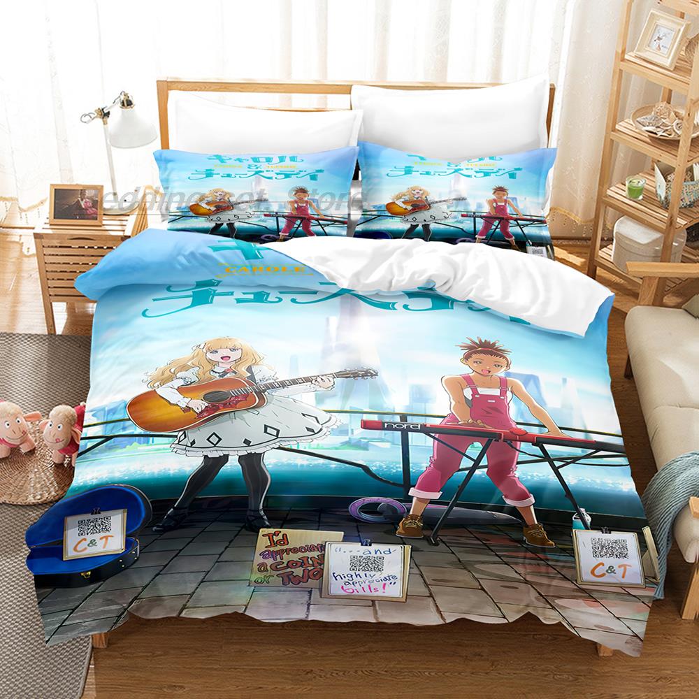 New Carole Tuesday Bedding Set Single Twin Full Queen King Size Bed Set Aldult Kid Bedroom Duvetcover Sets Anime Bed Sheet Set