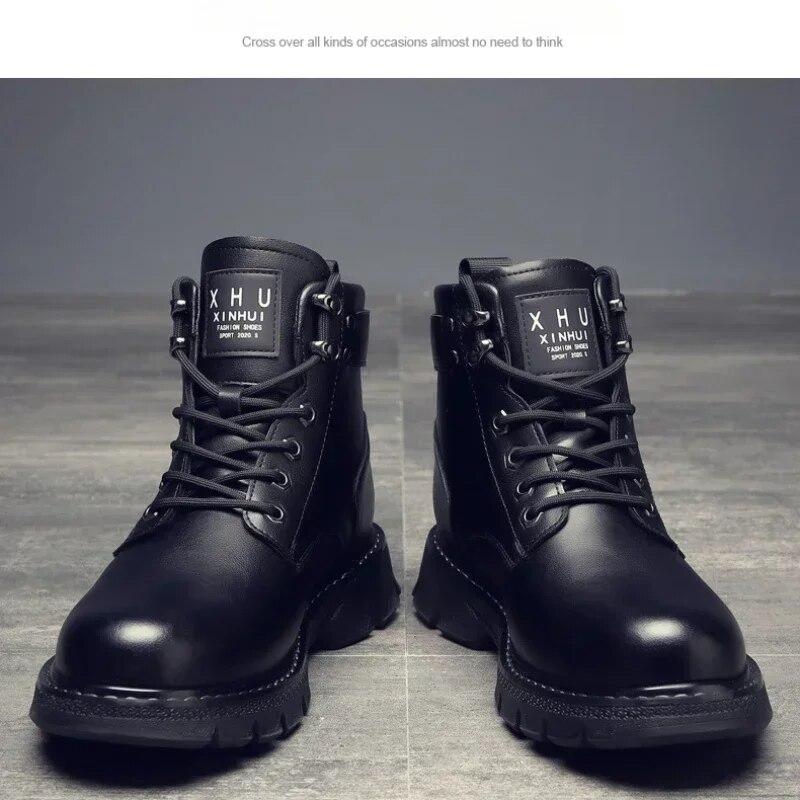 Ankle Men Motorcycle Boots Platform Boots Man Outdoor High Top Shoes for Men Working Boots  Fashion Chaussures Pour Hommes