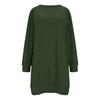 Women's Casual Fleece Lined Round Neck Long Sleeve Color Dress