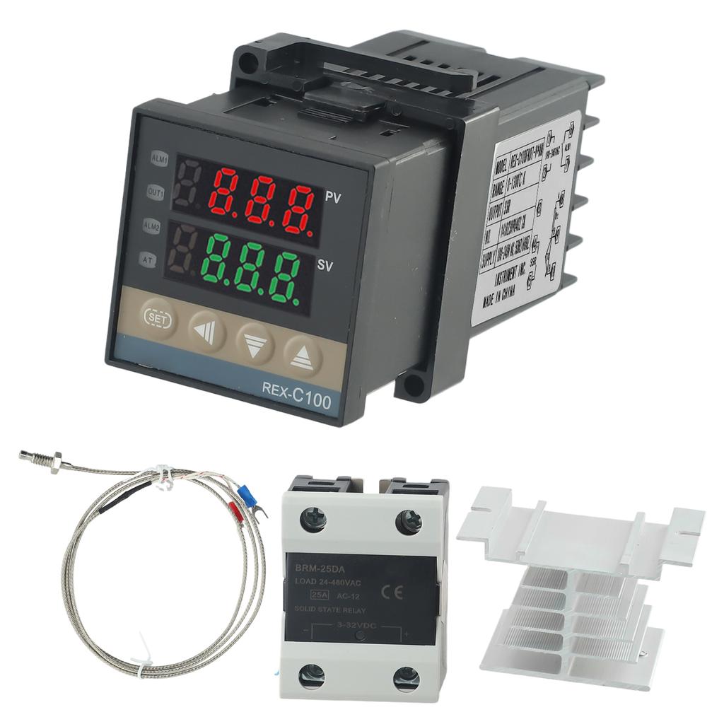1pc REX-C100 Digital PID Temperature Controller With K Type Probe Sensor For Heating System Accessories