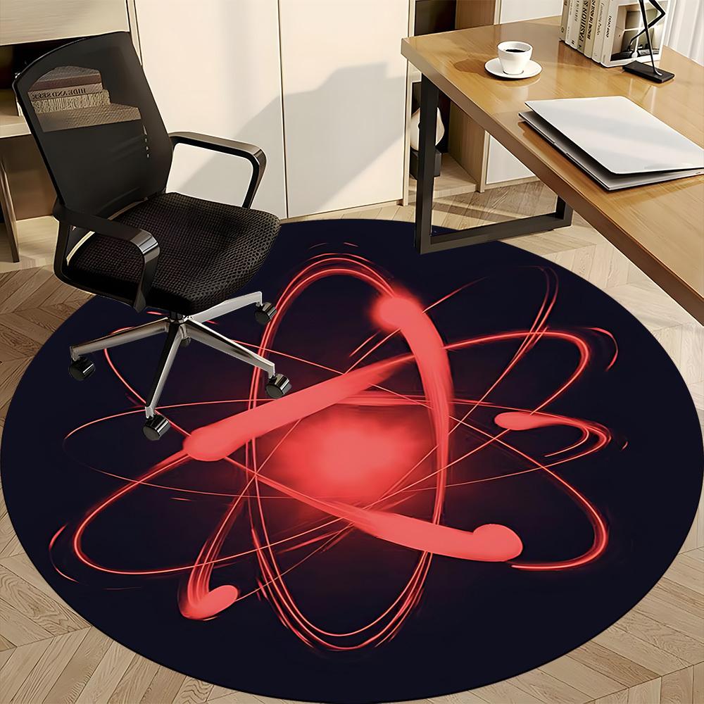 1pc Atom Science Carpet for Office Non Slip, Round Carpet, Soft & Comfortable, Carpet for Office, Lightweight Round Floor Mat