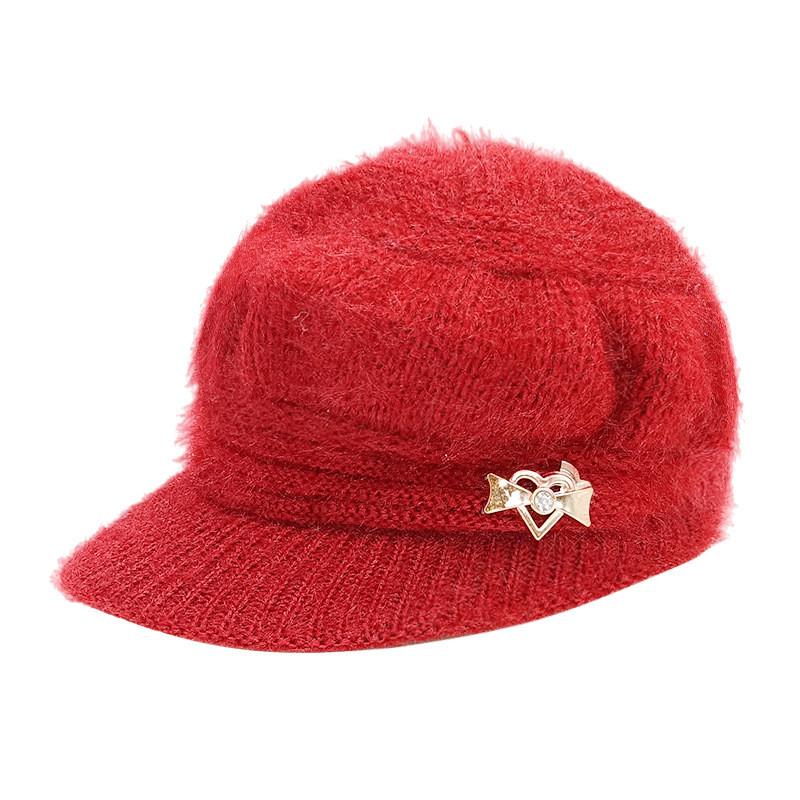 Knitted Embellished Heart Hat Winter Warm Thickened Pumpkin Cap Gift Outdoor