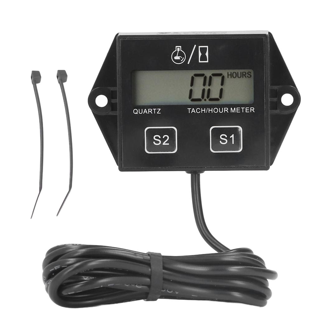 Motorcycle Tachometer Timer LCD Display 2 4‑Stroke Gasoline Engine Hour Meter Universal for Pickup Trucks