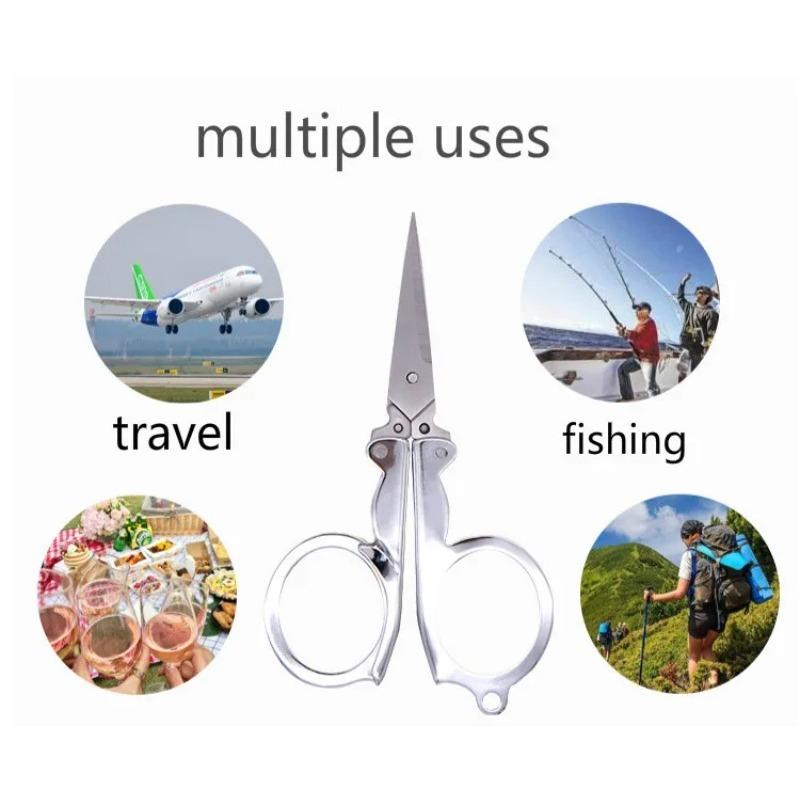 Fishing Shears Stainless Steel Folding Portable Travel Household Mini Scissors Fishing Small Eyebrow Scissors Foldable Thread Clipper