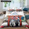 Japanese Style King Queen Duvet Cover Koi Fish Cherry Bedding Set Ukiyo-E Geisha Quilt Cover Sun Crane Polyester Comforter Cover