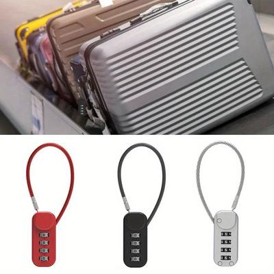 Zinc Alloy 4 Digit Password Lock Portable Anti-theft Wire Rope Dormitory Cabinet Lock Padlock Luggage Combination Lock Home