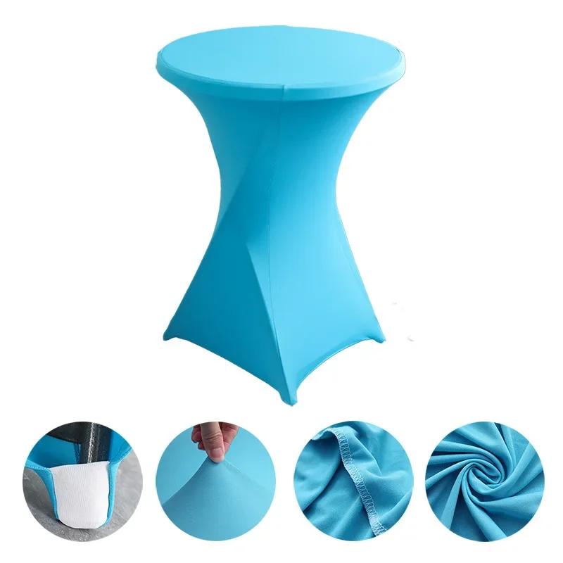 Pure Color Table Cloth Elastic Bar Table Cover Dustproof Polyester Round Tablecloth
