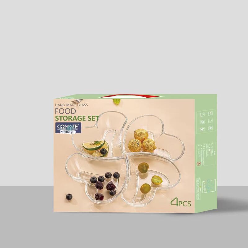 COMATE Heart-Shaped Glass Bowl Set