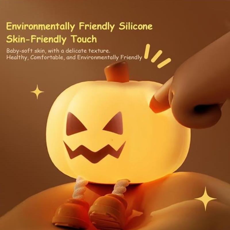 Halloween Pumpkin Night Lights Cute Soft Silicone Safe Lamp Decorations Bedside Decor Kids Halloween Gifts