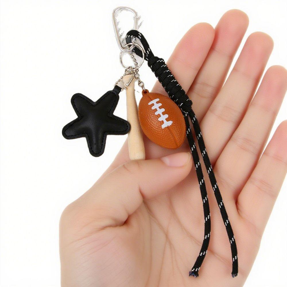 Zinc Zinc Alloy Leather Baseball Pendants PVC Versatile Bag Charm Rugby Tassel Keychain  Friends