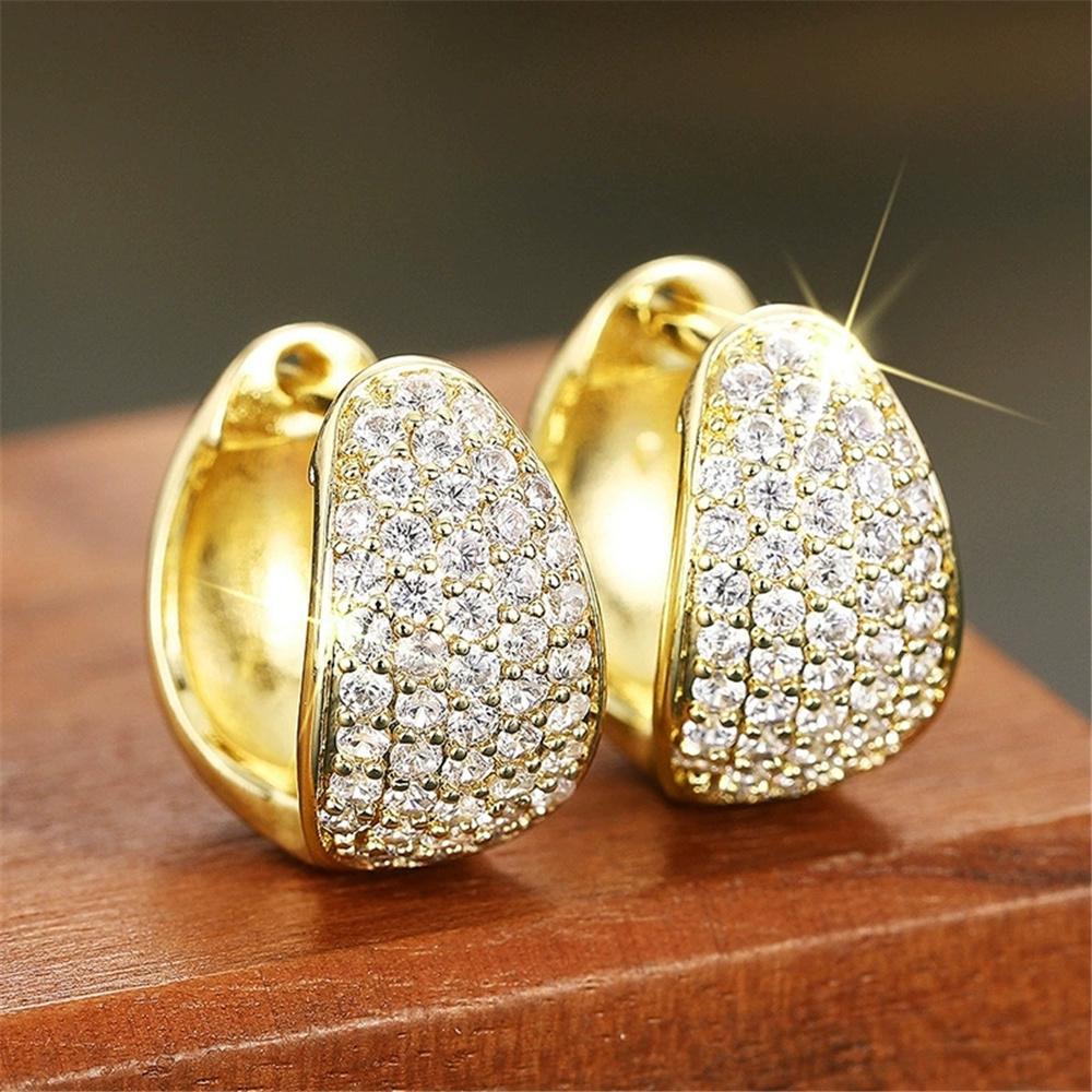 Милые Женские Серьги-Кольца с Белыми Цирконами Винтажная Мода Золотой Цвет Свадебные Для Женщин