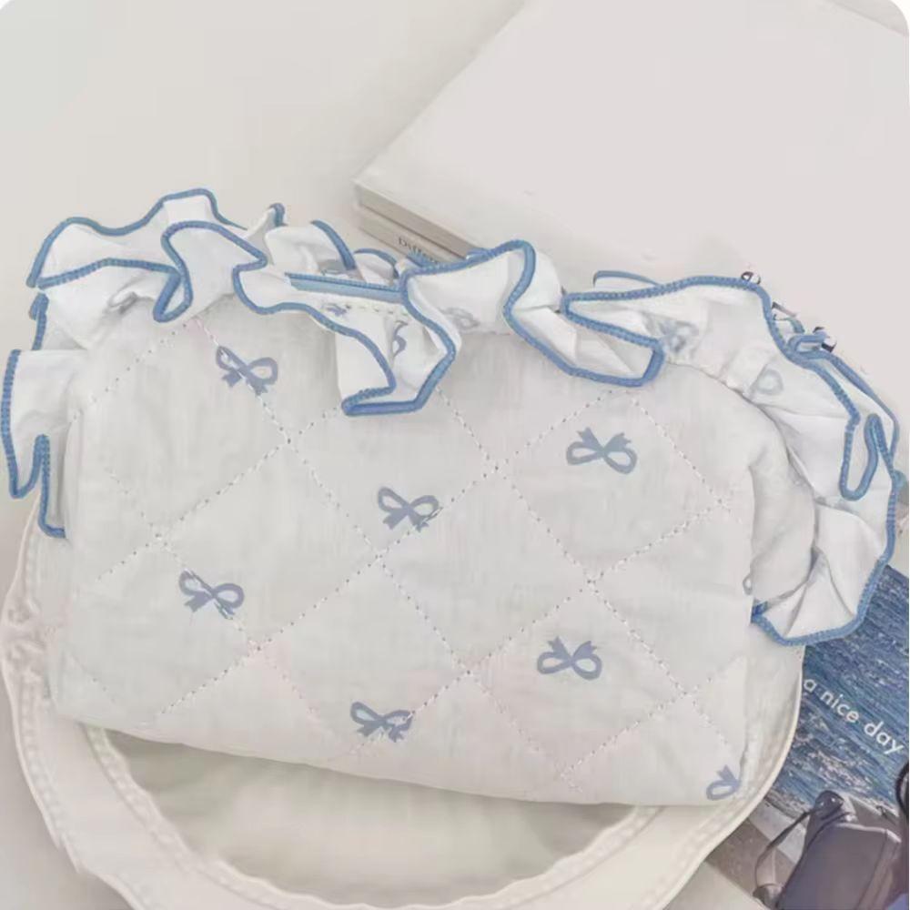 INS Stationery Storage Bag Flounce Makeup Lipstick Bag Portable Large Capacity Pen Case Kids