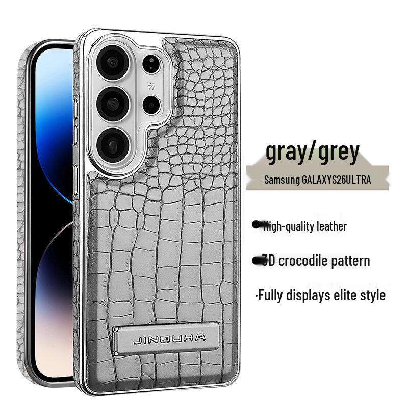 Samsung S26 Ultra Phone Case with Stand: Premium Crocodile Pattern, Magnetic Charging, Business Style