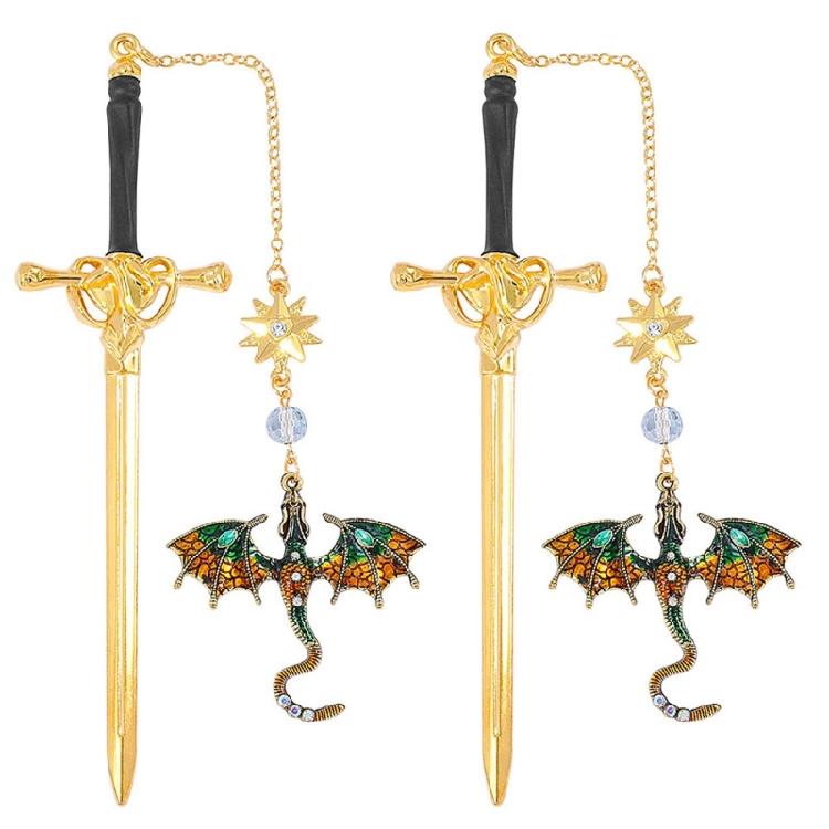 

2 Pcs Metal Bookmarks for Book Reading Dragon Swords Page Marker Creative Bookmarks Fantasy Bookmarks