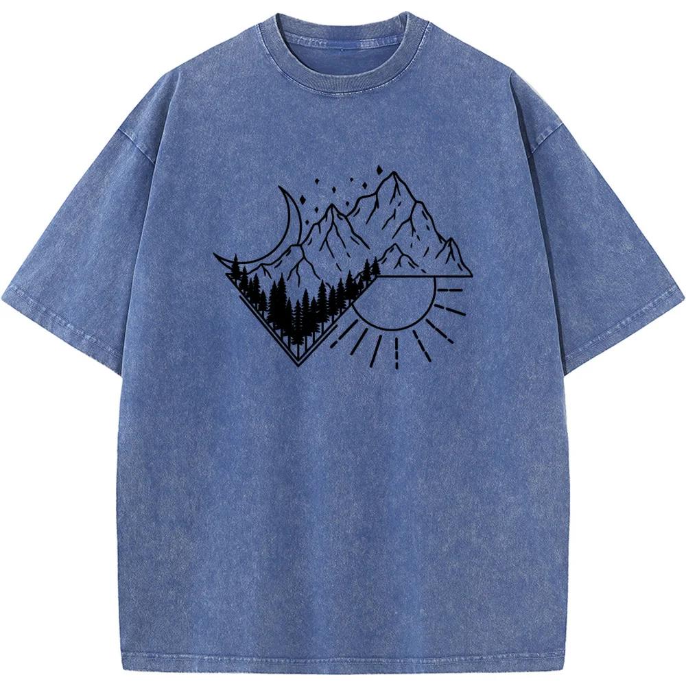 Men's Outdoor Rectangular Night and Day Short-Sleeved ShirtMen Women Fashion Oversized Unisex Breathable Casual Tees