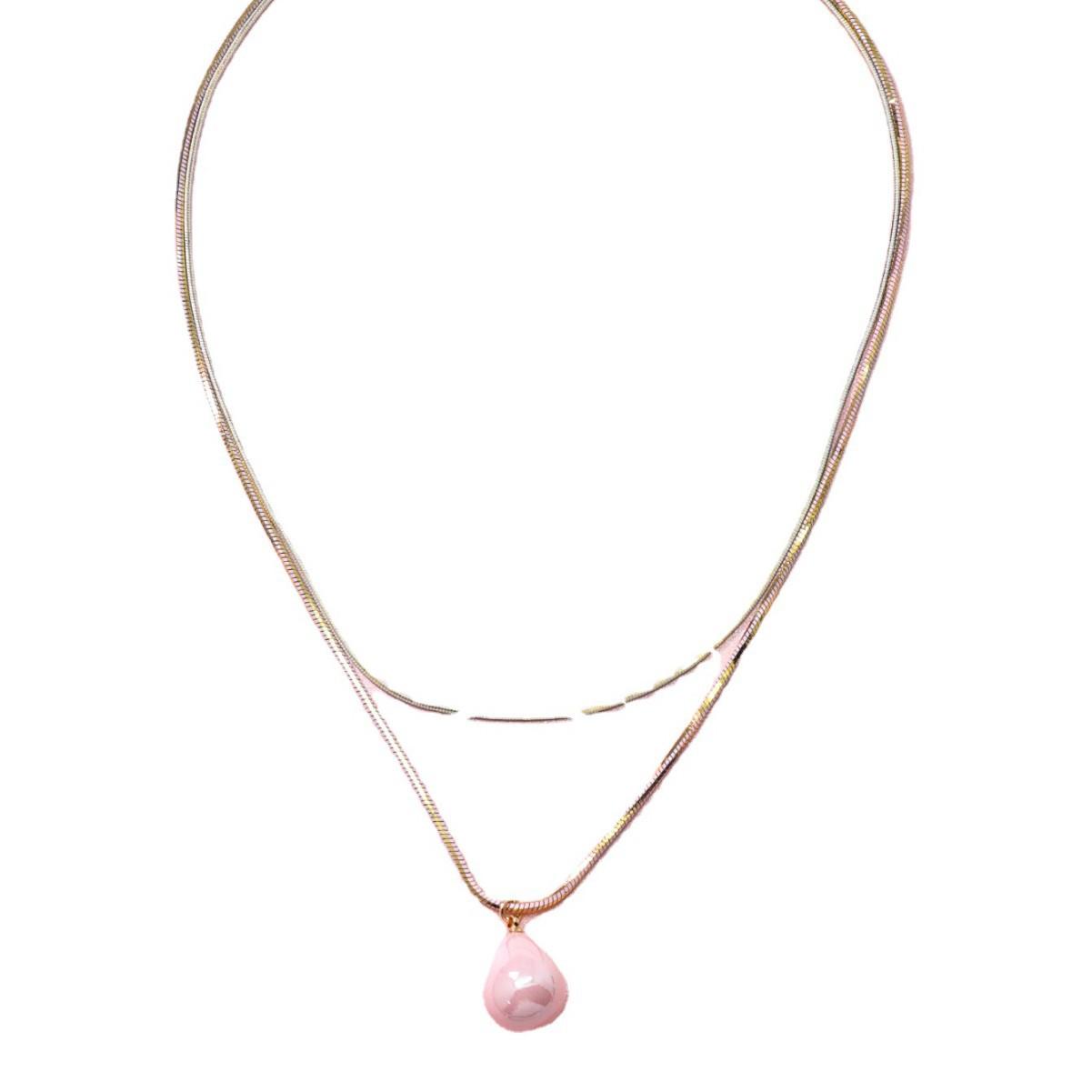 

Модное двухслойное круглое ожерелье-змейка для женщин с розовым жемчугом, длинное ожерелье-цепочка для свитера