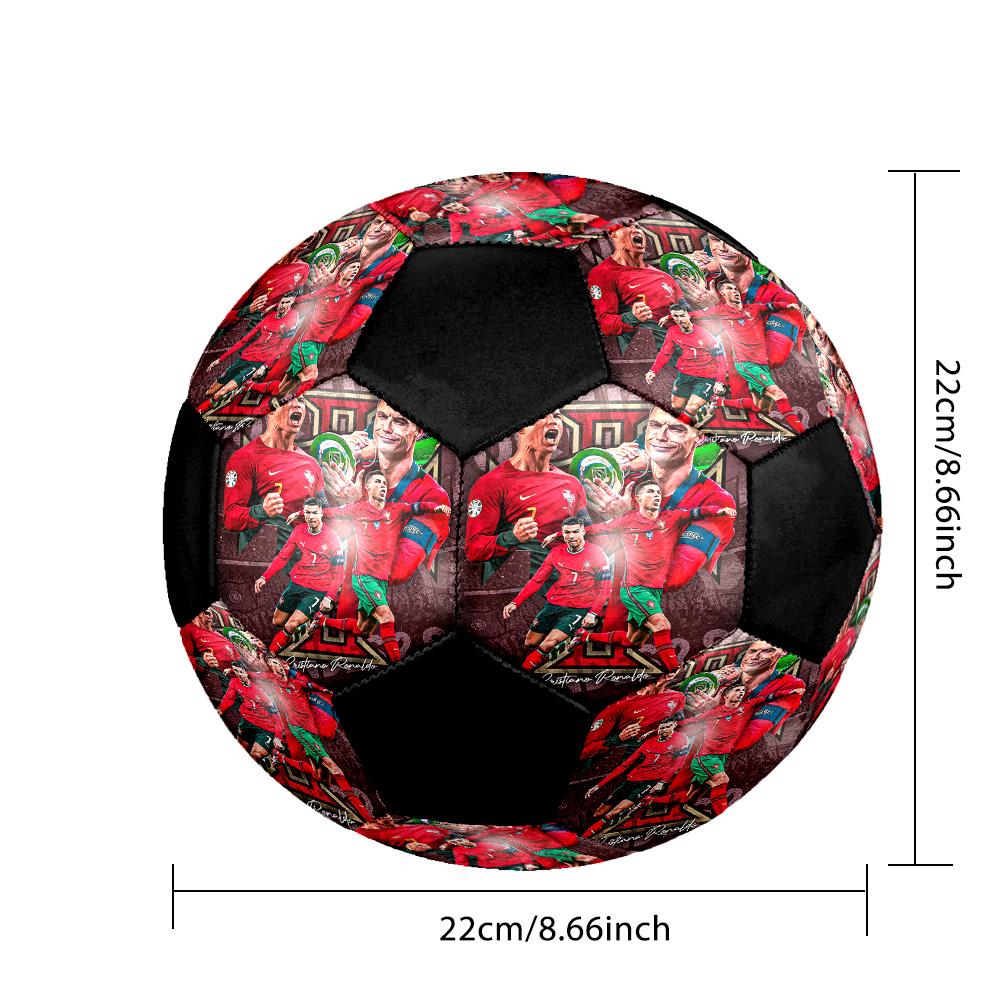Pallone Calcio a 5 Ronaldo Colorato Per Tutte le Età Misura 5 Cucito a Macchina PVC Pronto per la Competizione Resistente Ad Alto Rimbalzo