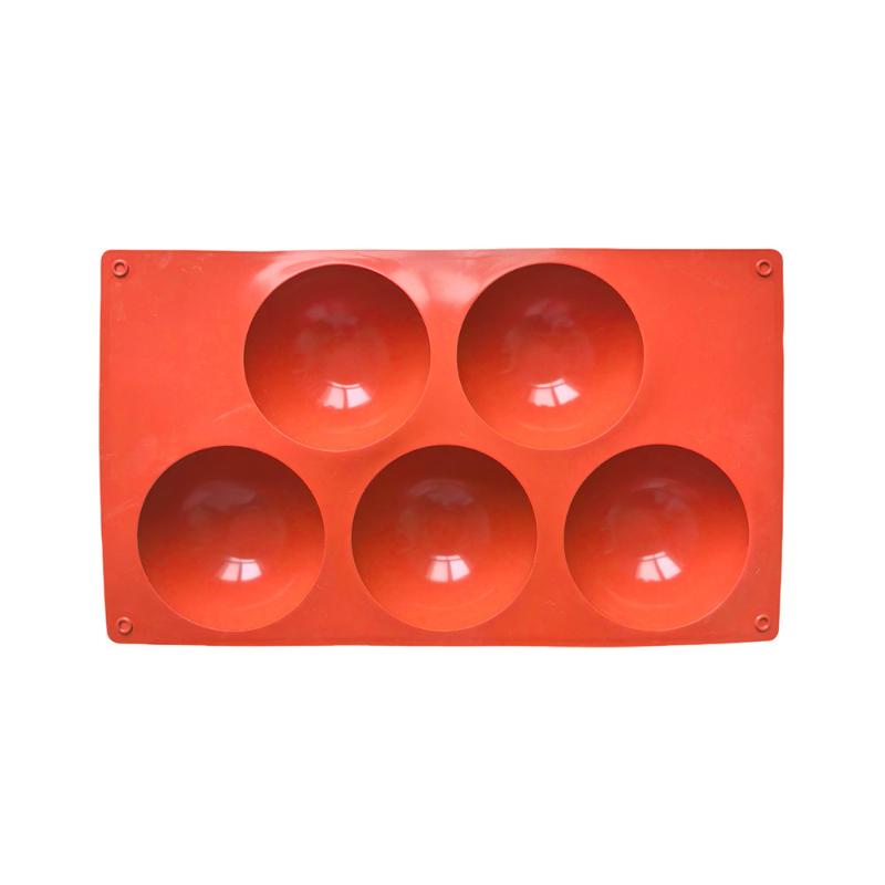 5-Hole Circular Footprint Silicone Baking Tool Non-Toxic Flexible DIY Mold for Cookie Fondant Cake Chocolate Holiday Gift Making