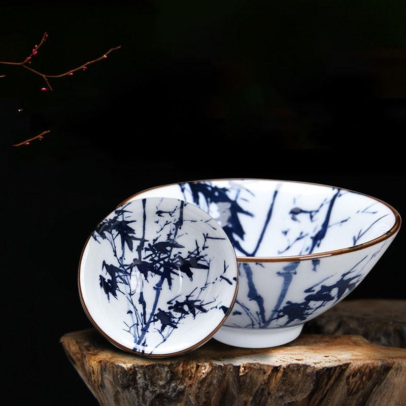 Čínský modrobílý porcelánový šálek na čaj Ručně malovaná čajová souprava Malá čajová miska Šálky na květinový čaj Čajové příslušenství Nápojové sklo Velkoobchod