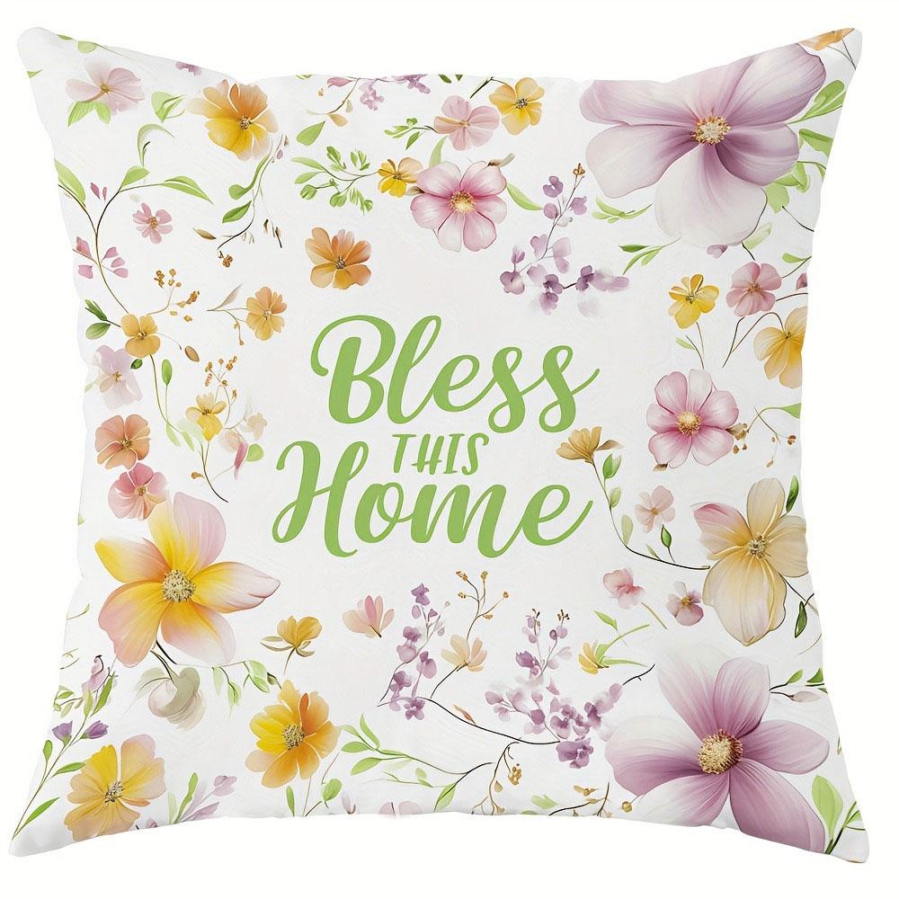Spring Floral Style Print Nordic Home Decor Pillowcase Bedroom Living Room Sofa Decoration Polyester Cushion Cover With Zipper