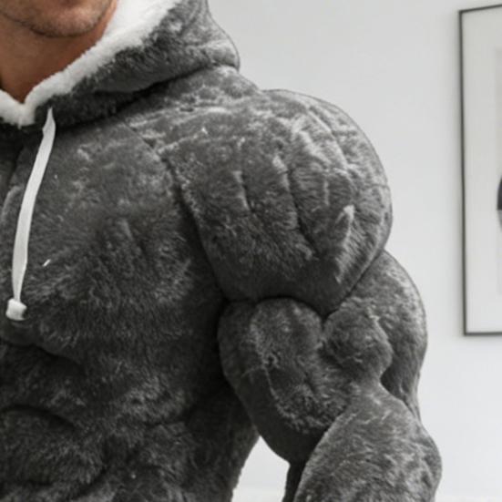 Męska bluza z kapturem na mięśnie Realistyczny nadruk 3D Bluza wciągana Mięśniowa Ciepła Puszysta Bluza z kapturem na imprezę Ubrania uliczne