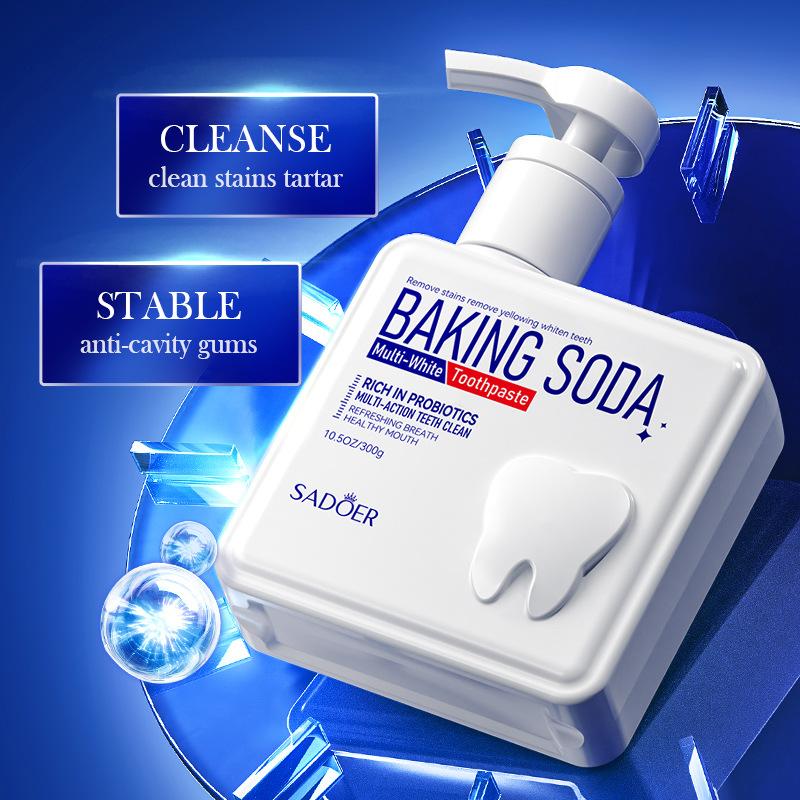 Pump Toothpaste SADOER Baking Soda Probiotics Clean Teeth Mouth Fresh
