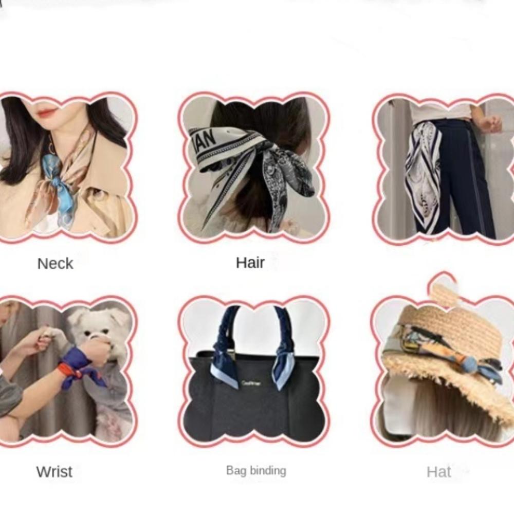 dacron Mid-Autumn Festival gift box scarf Headband Floral Skinny Scarf  Gift Packed