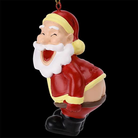 Santa Butt Ornament Funny Resin Santa Claus Christmas Ornament Naughty Christmas Tree Hanging Decoration for Holiday Tree Home Decor