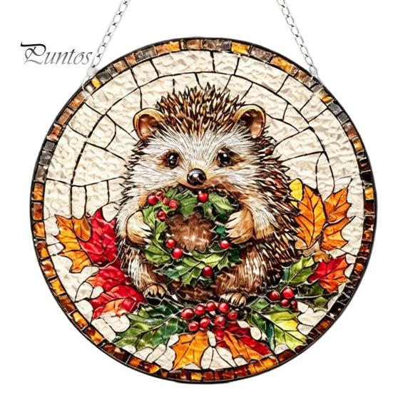 Leichtes Dekoratives Kunstobjekt Acryl-Fensteraufhänger im Buntglas-Stil, Lebensbaum & Winterwald Bunter Hängeornament Runder Sonnensammler