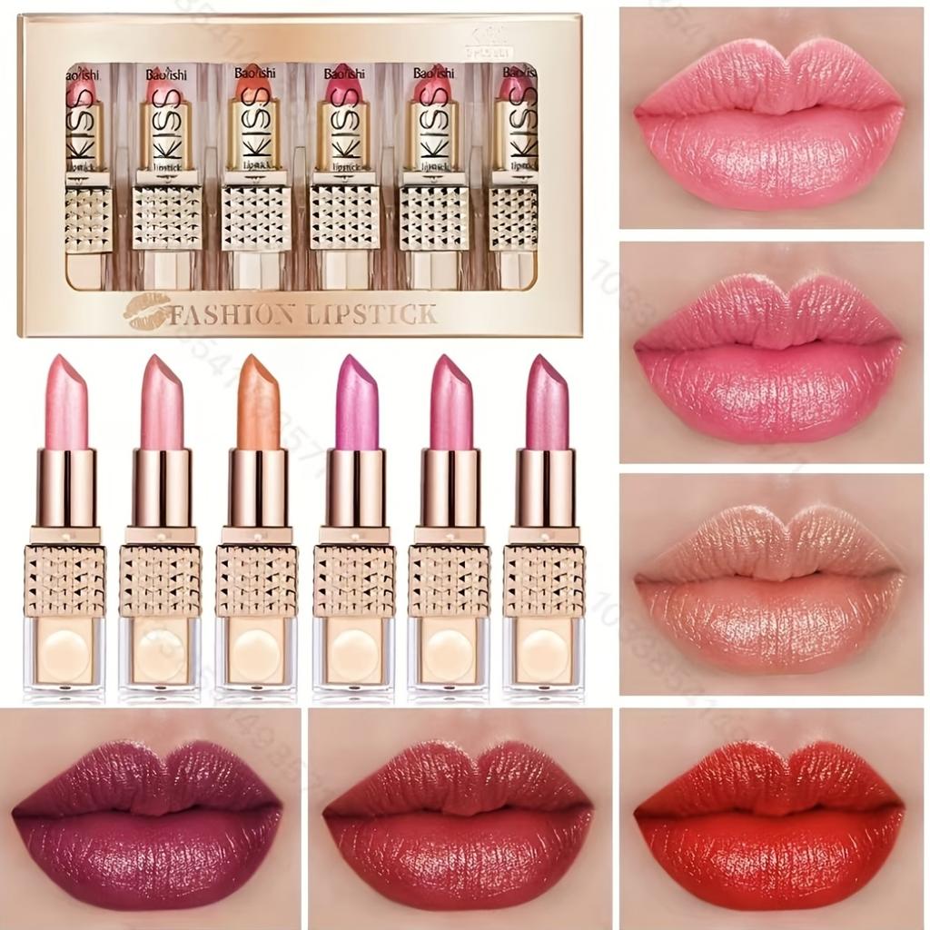 Rouge à lèvres pailleté 6 couleurs, waterproof, longue tenue, diamant, nacré, métallisé, noir, brillant à lèvres, maquillage pour femmes