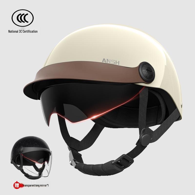 Certified Unisex Electric Vehicle Helmet - Lightweight, Sun-Protective, All-Season Motorcycle Half Helmet for Adults
