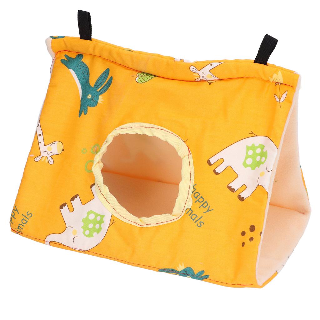 Vogelhaus Faltbar Weich Bequem Flanell Orange Dreieckiges Vogel Hängebett mit Haken für Papageien Hamster Eichhörnchen