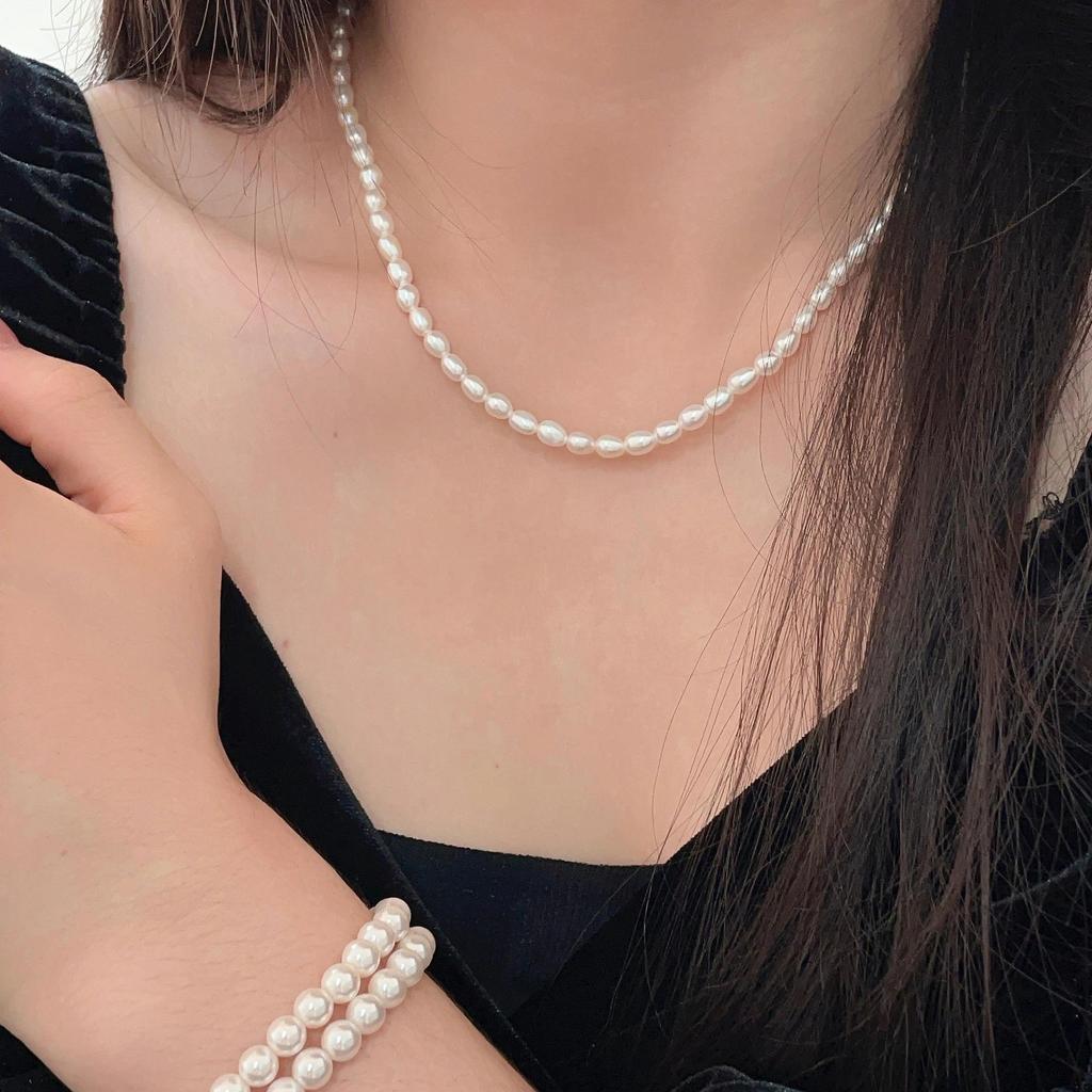 Kaiming S925 Sterling Silver Freshwater Pearl Necklace - French Light Luxury High-End Versatile Women's Choker