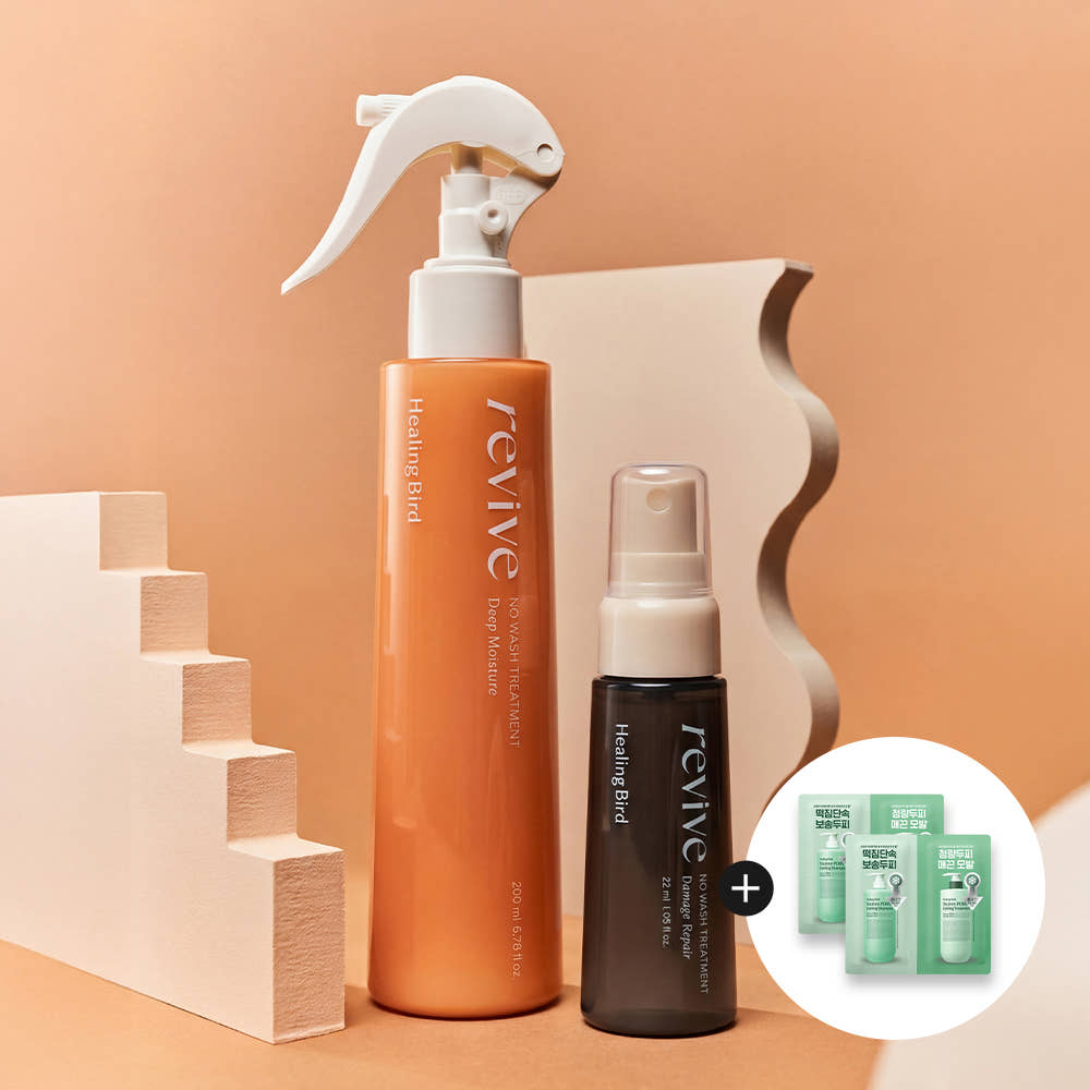 HEALING BIRD Revive No Wash Treatment Deep Moisture 200ml + 32ml Leave-In Hair Treatment Set + Tea Tree Duo Sachet 2EA