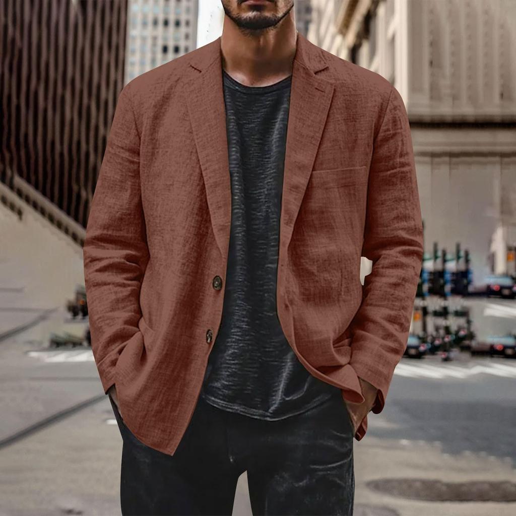 Men's Casual Fashion Jacket Solid Color Long Sleeve Jacket With Pockets