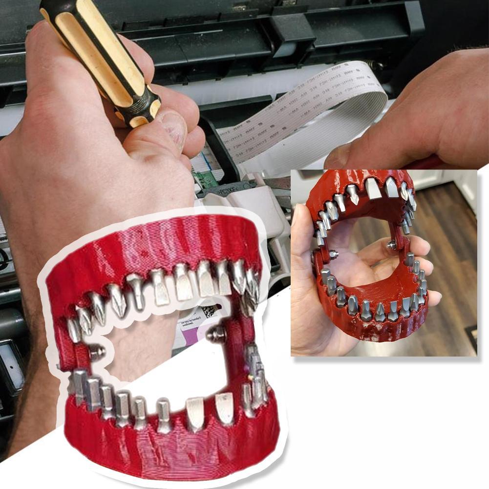 1/2/3pcs Creative Tool Bit Organizer with Denture Design, Holds 28x 1/4" Hex Bits, Unique and Functional Desk Decor