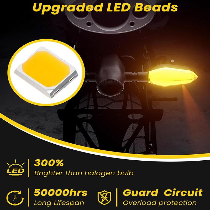 2Pcs Motorcycle Turn Signals LED Projector Turn Signal Lights with Arrow Projection  Waterproof 27 ModesBlinkers Warn Light