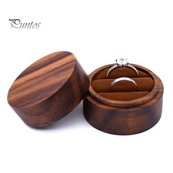 Ring Box Vintage Wooden Ring Storage Box Double Ring Display Case for Proposal Engagement Valentine Day